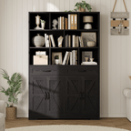 Large Modern 6-Tier Bookcase with 8 Open Cubbies, 2 Drawers & 4 Doors - 71\