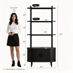 4-Tier Open Bookshelf 71 Inch High Floor Standing Display Bookcase Storage Rack with Storage Cabinets Living Room, Bedroom, Home Office Display Shelf Walnut