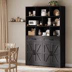 Large Modern 6-Tier Bookcase with 8 Open Cubbies, 2 Drawers & 4 Doors - 71\