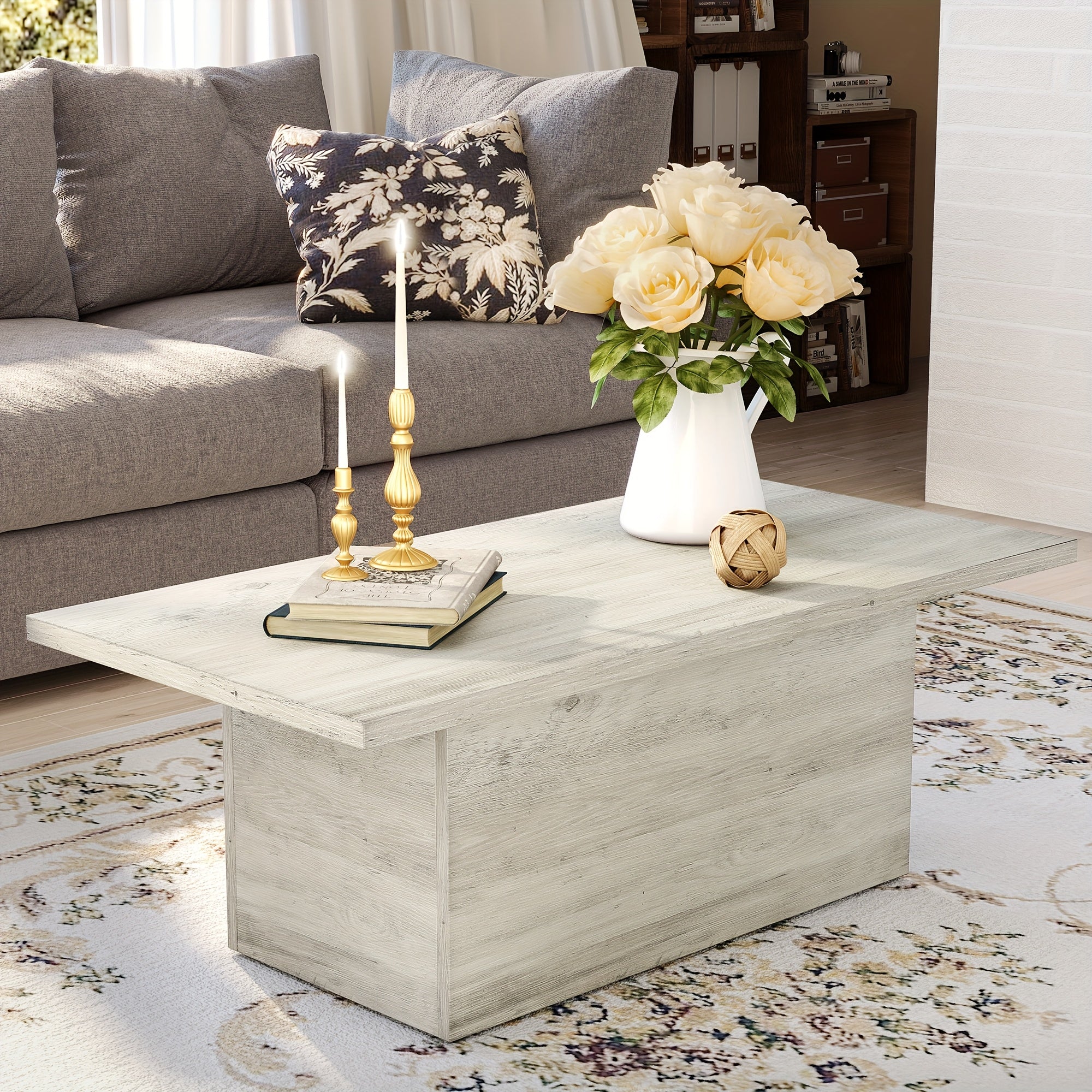 Modern Minimalist Coffee Table, 55 LBS Capacity, 47.25-Inch Waterproof Desktop, Premium Design for Living Room and Office