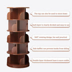 5 Tier Rotating Bookshelf, 360 Display Round Spinning Bookshelf, Space-Saving, Small Space Rotating Bookshelf Tower Bedroom, Living Room, Home, Office, Walnut
