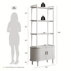 4-Tier Open Bookshelf 71 Inch High Floor Standing Display Bookcase Storage Rack with Storage Cabinets Living Room, Bedroom, Home Office Display Shelf Walnut