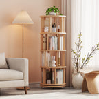A 4\u002F6-Layer Solid Wood Bookshelf Storage Cabinet That Rotates 360°. This Festive Living Room Furniture Comes with Limited-Time Special Deals. Available in Three Styles