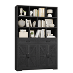 Large Modern 6-Tier Bookcase with 8 Open Cubbies, 2 Drawers & 4 Doors - 71\
