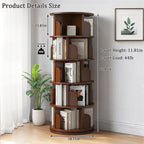 5 Tier Rotating Bookshelf, 360 Display Round Spinning Bookshelf, Space-Saving, Small Space Rotating Bookshelf Tower Bedroom, Living Room, Home, Office, Walnut