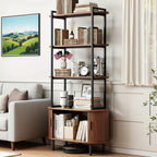 4-Tier Open Bookshelf 71 Inch High Floor Standing Display Bookcase Storage Rack with Storage Cabinets Living Room, Bedroom, Home Office Display Shelf Walnut