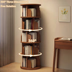 5 Tier Rotating Bookshelf, 360 Display Round Spinning Bookshelf, Space-Saving, Small Space Rotating Bookshelf Tower Bedroom, Living Room, Home, Office, Walnut